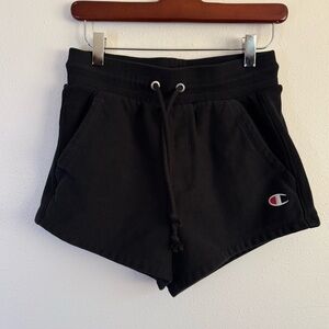 Champion Black Sweat Shorts Logo Athletic Shorts Women Size S